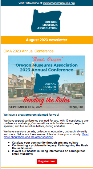 Image of OMA Aug 2023 newsletter